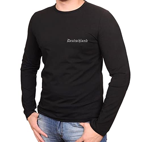 Deutschland Vaterland Altdeutsche Schrift Bestickt T-Shirt Langarmshirts 4 170 -SW-LA - M von avstickerei