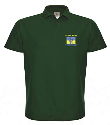 Ukraine Украина Українa Logo Grün bestickte Polohemd Poloshirt Polo Geschenkidee -273 -Grün von avstickerei