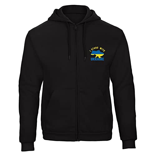 Ukraine Украина Українa Logo schwarz bestickte Hoodies Kaputzenpullover mit Reissverschluss Geschenkidee -9269 -schwarz von avstickerei