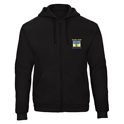 Ukraine Украина Українa Logo schwarz bestickte Hoodies Kaputzenpullover mit Reissverschluss Geschenkidee -9273 -schwarz von avstickerei