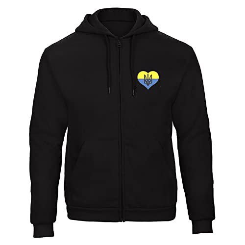 Ukraine Украина Українa Logo schwarz bestickte Hoodies Kaputzenpullover mit Reissverschluss Geschenkidee -9277 -schwarz von avstickerei