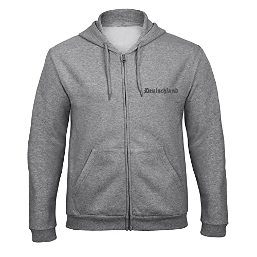 avstickerei Deutschland Vaterland Altdeutsche Schrift Bestickt Kaputzenpullover mit Reissverschluss Hoodie 9170 -Grau - S von avstickerei