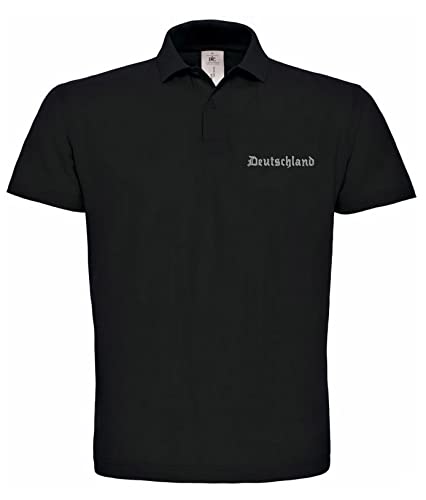 avstickerei Deutschland Vaterland Altdeutsche Schriftt Polohemd Poloshirt Polo -N170 -SW - L von avstickerei