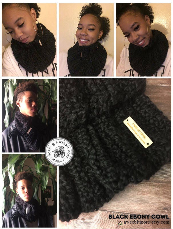 Schwarze Ebenholz Kutte | Strickschal Halsstück Stricken Kaltes Wetter Halstuch Hals Tuch Schwarze Ebenholz Kutte | Strickschal Halsstück Stricken Kaltes Wetter Halstuch Hals Tuch von aweebitmore