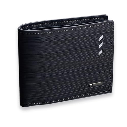 Slim Wallet Geldbörse Herren, Men's Card Walle, up to 8 Cards, with RFID Protection, Landscape Format Black Slim Wallet with Coin Compartment von aweskmod