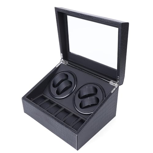 awolsrgiop 4+6 Uhren Watch Winder Box, Automatische Uhrenbeweger Box Uhrendreher Watch Winder Box Automatisch Uhrendreher & Kissen für Automatikuhren Uhrendreher, Schwarz von awolsrgiop