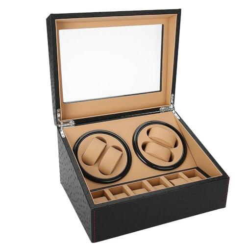 awolsrgiop Schwarz Uhrendreher, 4+6 Uhren Automatische Uhrenbeweger Box Watch Winder Box Automatikuhren Watch Winder Box Automatisch Uhrendreher & Kissen für Automatikuhren Uhrendreher von awolsrgiop