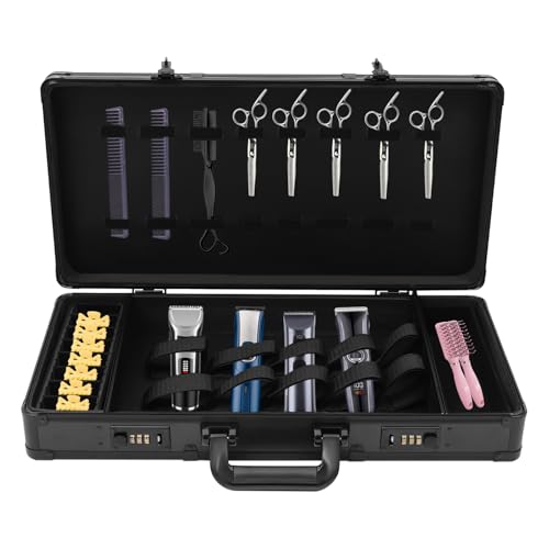 awolsrgiop Tragbarer Barber Case mit Sicheres Passwortschloss, Barber Tragekoffer Barber Salon Stylist Carrying Suitcase Friseur Tool Organizer for Scheren, Trimmer, Bürsten 55 x 27 x 10cm Schwarz von awolsrgiop