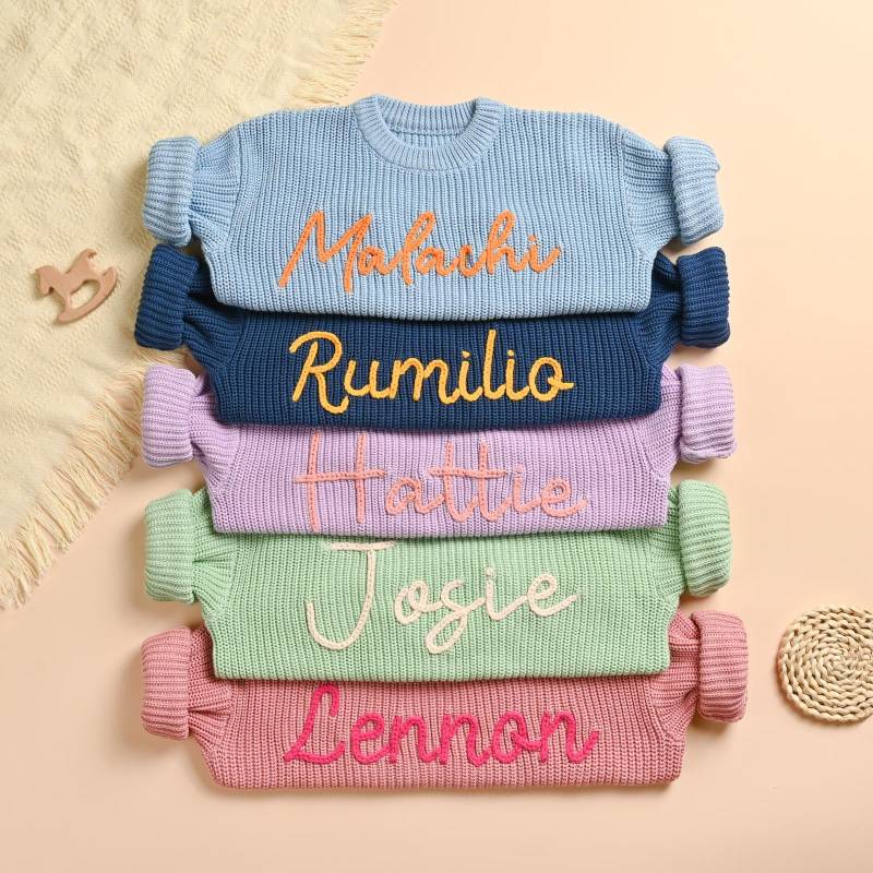 Handgestickter Name Pullover, Benutzerdefinierte Kleinkind/Baby Strickpullover, Baby Mädchen Geschenke Für Tochter, Geschenk Mädchen/Jungen von awwpstyle