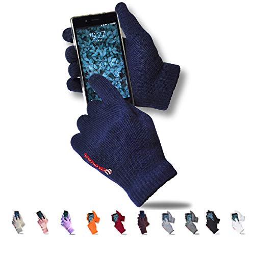 AXELENS Touchscreen Winter Handschuhe Damen Herren Warme Wollhandschuhe Winterhandschuhe Innerseite Stricken Fleece für Smartphones Telefon Handy Bequem mit Geschenkbox inklusive! BLAU NAVY von AXELENS