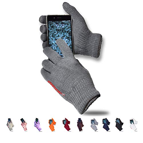 AXELENS Touchscreen Winter Handschuhe Damen Herren Warme Wollhandschuhe Winterhandschuhe Innerseite Stricken Fleece für Smartphones Telefon Handy Bequem mit Geschenkbox inklusive! DUNKELGRAU von AXELENS