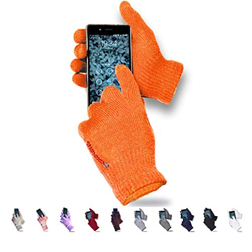 AXELENS Touchscreen Winter Handschuhe Damen Herren Warme Wollhandschuhe Winterhandschuhe Innerseite Stricken Fleece für Smartphones Telefon Handy Bequem mit Geschenkbox inklusive! ORANGE von AXELENS