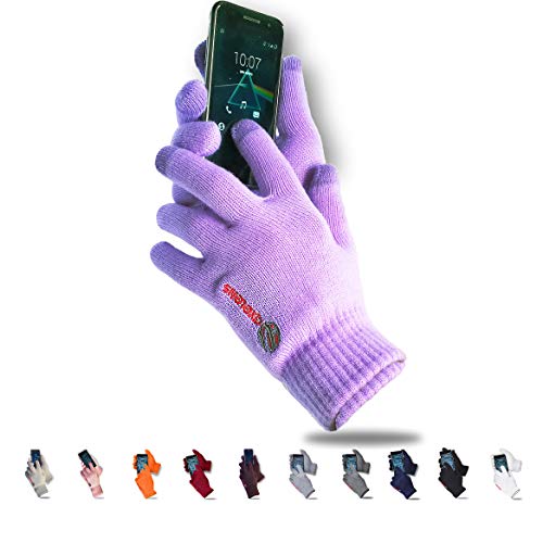 AXELENS Touchscreen Winter Handschuhe Damen Laden Kind Warme Wollhandschuhe Winterhandschuhe Innerseite Stricken Fleece für Smartphones Telefon Handy Bequem mit Geschenkbox inklusive! LILA/VIOLETT von AXELENS