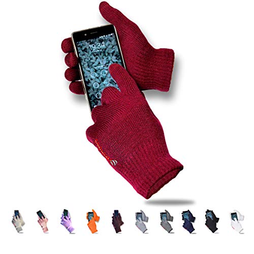 AXELENS Touchscreen Winter Handschuhe Damen Laden Kind Warme Wollhandschuhe Winterhandschuhe Innerseite Stricken Fleece für Telefon Handy Bequem mit Geschenkbox inklusive! BORDEAUX / BURGUNG von AXELENS