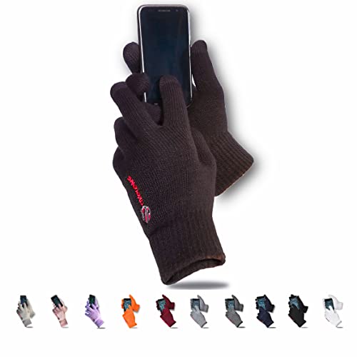 AXELENS Touchscreen Winter Handschuhe Damen Laden Kind Warme Wollhandschuhe Winterhandschuhe Innerseite Stricken Fleece für Telefon Handy Bequem mit Geschenkbox inklusive! BRAUN von AXELENS