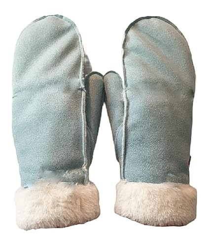 AXELENS Warme Handschuhe Frauen Winter Fäustlinge Elegant Komfortable Eco Wildleder S/M HELLBLAU von AXELENS