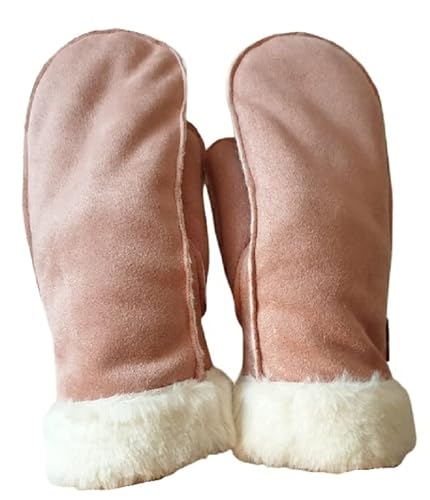 AXELENS Warme Handschuhe Frauen Winter Fäustlinge Elegant Komfortable Eco Wildleder S/M ROSE von AXELENS