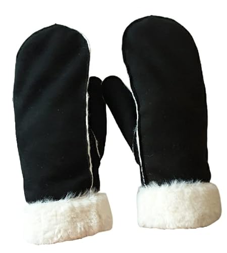 AXELENS Warme Handschuhe Frauen Winter Fäustlinge Elegant Komfortable Eco Wildleder S/M SCHWARZ von AXELENS