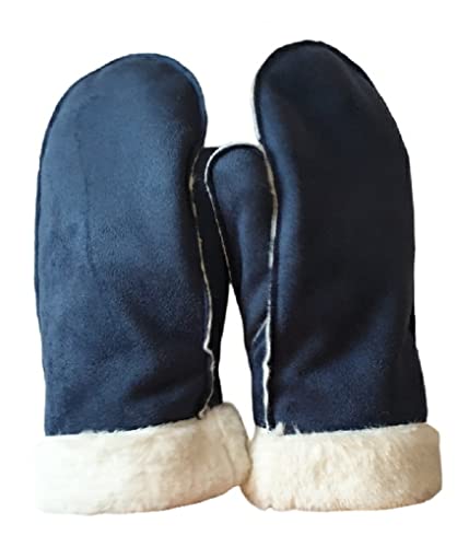 AXELENS Warme Handschuhe Herren Winter Fäustlinge Elegant Bequem Eco Suede L/XL BLAU von AXELENS