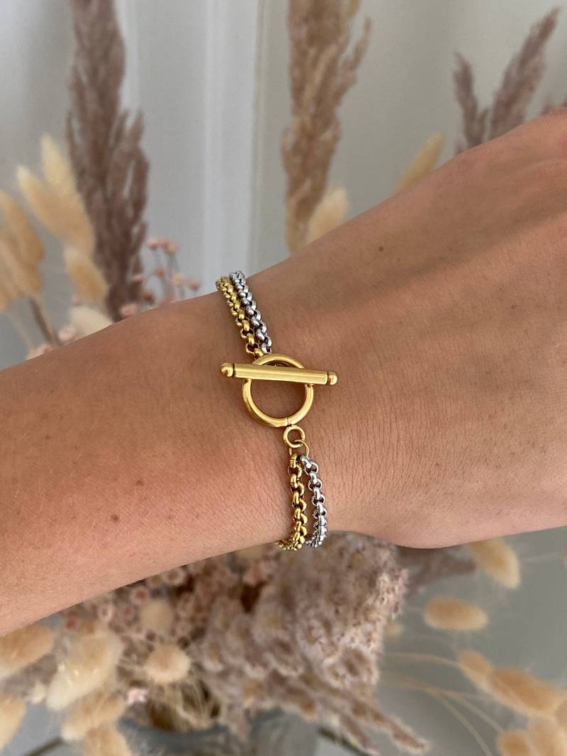 Gold/Silber-Armband Und T-Verschluss - Edelstahl Gold/Silber-Armband Und T-Verschluss - Edelstahl von axelleetcamille
