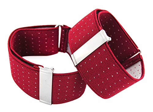 axy 1 Paar Herren Hemd Ärmelhalter 35mm breit - Hülsenhalter - Ärmelband - elastisch und größenverstellbar Unisex (Rot-weiße Punkte) von axy