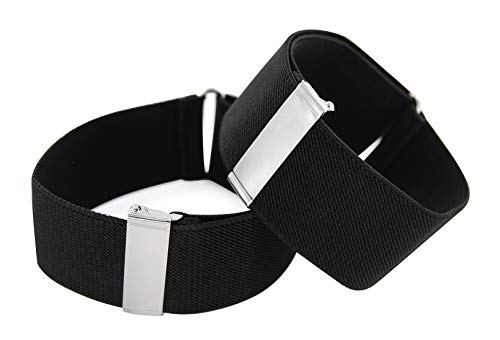 axy 1 Paar Herren Hemd Ärmelhalter 35mm breit - Hülsenhalter - Ärmelband - elastisch und größenverstellbar Unisex (Schwarz) von axy