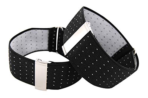 axy 1 Paar Herren Hemd Ärmelhalter 35mm breit - Hülsenhalter - Ärmelband - elastisch und größenverstellbar Unisex (Schwarz-weiße Punkte) von axy