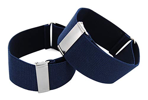 axy 1 Paar Herren Hemd Ärmelhalter 35mm breit - Hülsenhalter - Ärmelband - elastisch und größenverstellbar unisex (Schwarzblau) von axy