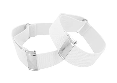 axy 1 Paar Herren Hemd Ärmelhalter - Hülsenhalter - Ärmelband - elastisch und größenverstellbar Unisex (Weiss) von axy