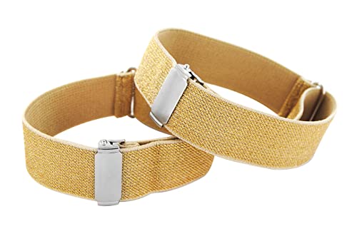 axy 1 Paar Herren Hemd Ärmelhalter - Hülsenhalter - Ärmelband - elastisch und größenverstellbar unisex (Gold (mit Glitzerfäden)) von axy