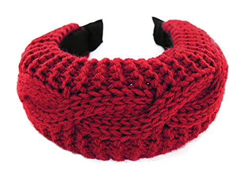 axy Breiter Haarreif Gestricktes Haarreifen-Vintage-Wunderschön Stirnband Haarschmuck Damen HR6B (Rot) von axy