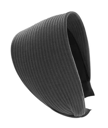axy Breiter Haarreif aus Strickstoff Wunderschön Damen Stirnband Haarschmuck Haarreifen Hairband HR38A (Dunkelgrau, Extra breit) von axy