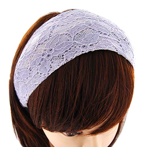 axy Breiter Haarreif aus wunderschöner Spitzenstoff Haarband Hairband Stirnband Lady Look HRST2 (Lavendel) von axy