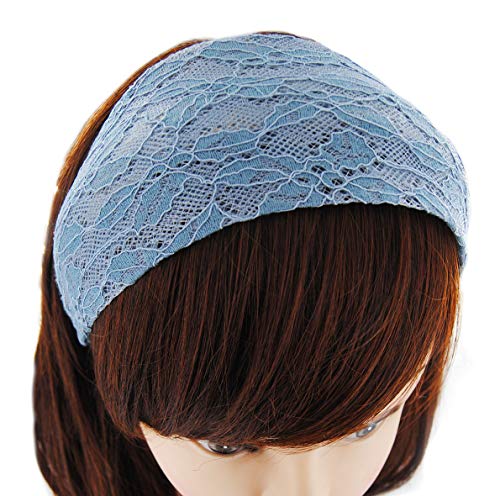 axy Breiter Haarreif aus wunderschöner Spitzenstoff Haarband Hairband Stirnband Lady Look HRST2 (Pastellblau) von axy