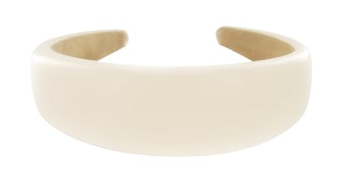 axy Breiter Haarreif in Kunstleder-Optik Wunderschön Damen Stirnband Haarschmuck Haarreifen Hairband HR27CL (Weiss) von axy