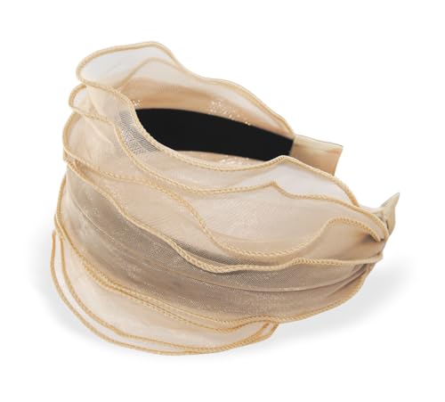 axy Breiter Haarreif in modischem Design Stirnband Vintage Haarschmuck Damen Haarreifen HRM2 (Beige) von axy