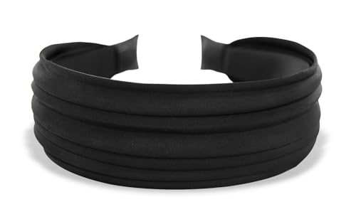 axy Breiter Haarreif mit Falten-Design Wunderschön Damen Stirnband Haarschmuck Haarreifen Hairband HR32D (Schwarz, breit) von axy