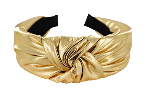 axy Breiter Haarreif mit Knoten Metallicfarbe - Damen Haarreifen in Metallic-Optik Stirnband Haarschmuck HR35G (Gold) von axy