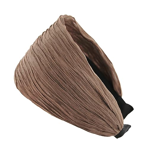 axy Breiter Haarreif mit Plissierter Stoff in Tuchoptik - Wunderschön Damen Stirnband Haarschmuck Haarreifen HR32B (Braun) von axy