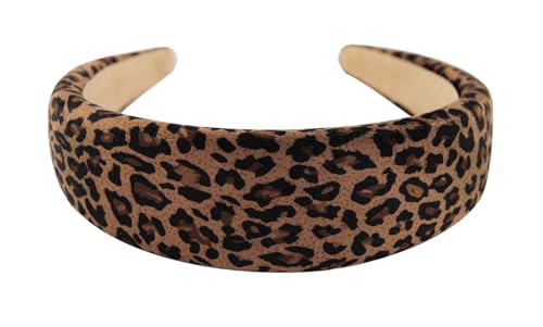 axy Breiter Haarreif mit Stoff gepolstertes Candy Colours - Wunderschön Stirnband Haarschmuck Haarreifen HRK2A (Leopardenmuster) von axy