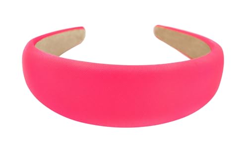 axy Breiter Haarreif mit Stoff gepolstertes Candy Colours - Wunderschön Stirnband Haarschmuck Haarreifen HRK2A (Neonrosa) von axy