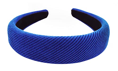 axy Breiter Haarreif mit Stoff gepolstertes Cord - Wunderschön Stirnband Haarschmuck Haarreifen HRK5A (Blau) von axy