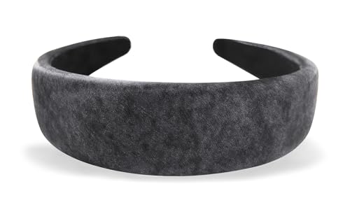 axy Breiter Haarreif mit Stoff gepolstertes in Marmoroptik Eleganter Wunderschön Damen Haarreifen Stirnband Haarschmuck Hairband HRK2AMar (Schwarz, breit) von axy