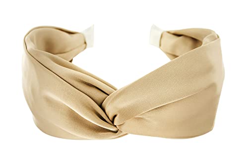 axy Breiter Haarreif mit raffinierten Knoten - Satin bezogen - Damen Haarreifen Stirnband Haarschmuck HRD3 (Beige) von axy