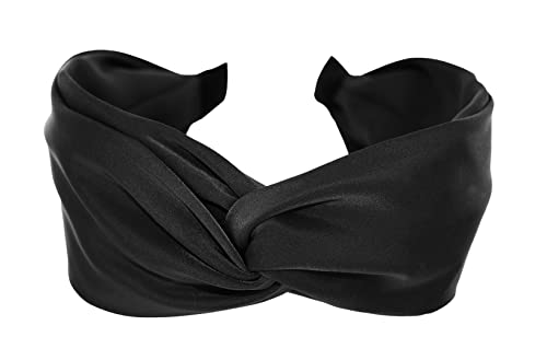 axy Breiter Haarreif mit raffinierten Knoten - Satin bezogen - Damen Haarreifen Stirnband Haarschmuck HRD3 (Schwarz) von axy