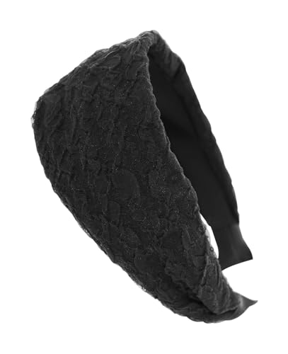 axy Breiter Haarreif mit strukturiertem Spitzenstoff Wunderschön Damen Stirnband Haarschmuck Haarreifen Hairband HR25B (Schwarz, breit) von axy