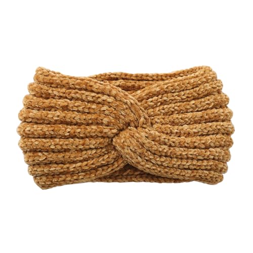 axy Damen Strick Haarband mit Twist Knoten Winter Stirnband, Headband gestrickt Haarbänder HBW3 (Gelb) von axy