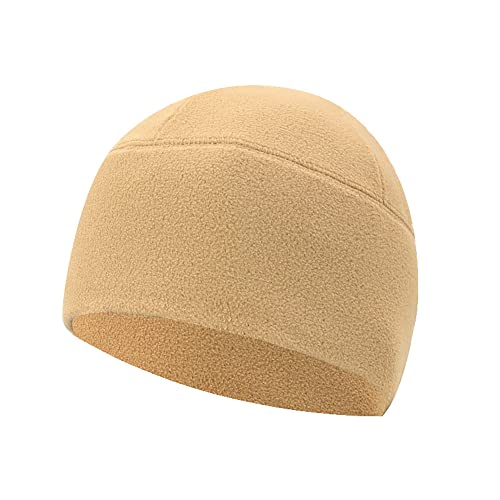 axy Fleece Mütze Wintermütze Laufmütze Fahrradmütze Sport Radmütze für Herren und Damen Helm Unterziehmütze Winddicht Thermo Radsport Radfahren Laufen MUHE3 (Beige) von axy