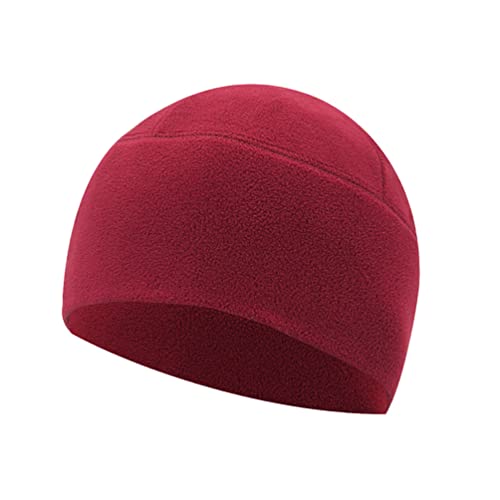 axy Fleece Mütze Wintermütze Laufmütze Fahrradmütze Sport Radmütze für Herren und Damen Helm Unterziehmütze Winddicht Thermo Radsport Radfahren Laufen MUHE3 (Dunkelrot) von axy