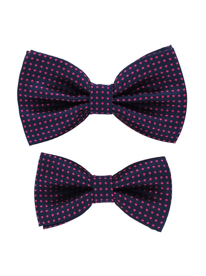 axy Fliege Fliegen Set für Vater und Sohn (2er Set, 2-St.,-Partnerlook für Herren und Kinder 1-12 Jahren, 2-St., Fliegen Set: 1x Herrenfliege und 1x Kinderfliege) Fotoshooting Familien Outfit, gepunktete Fliege von axy